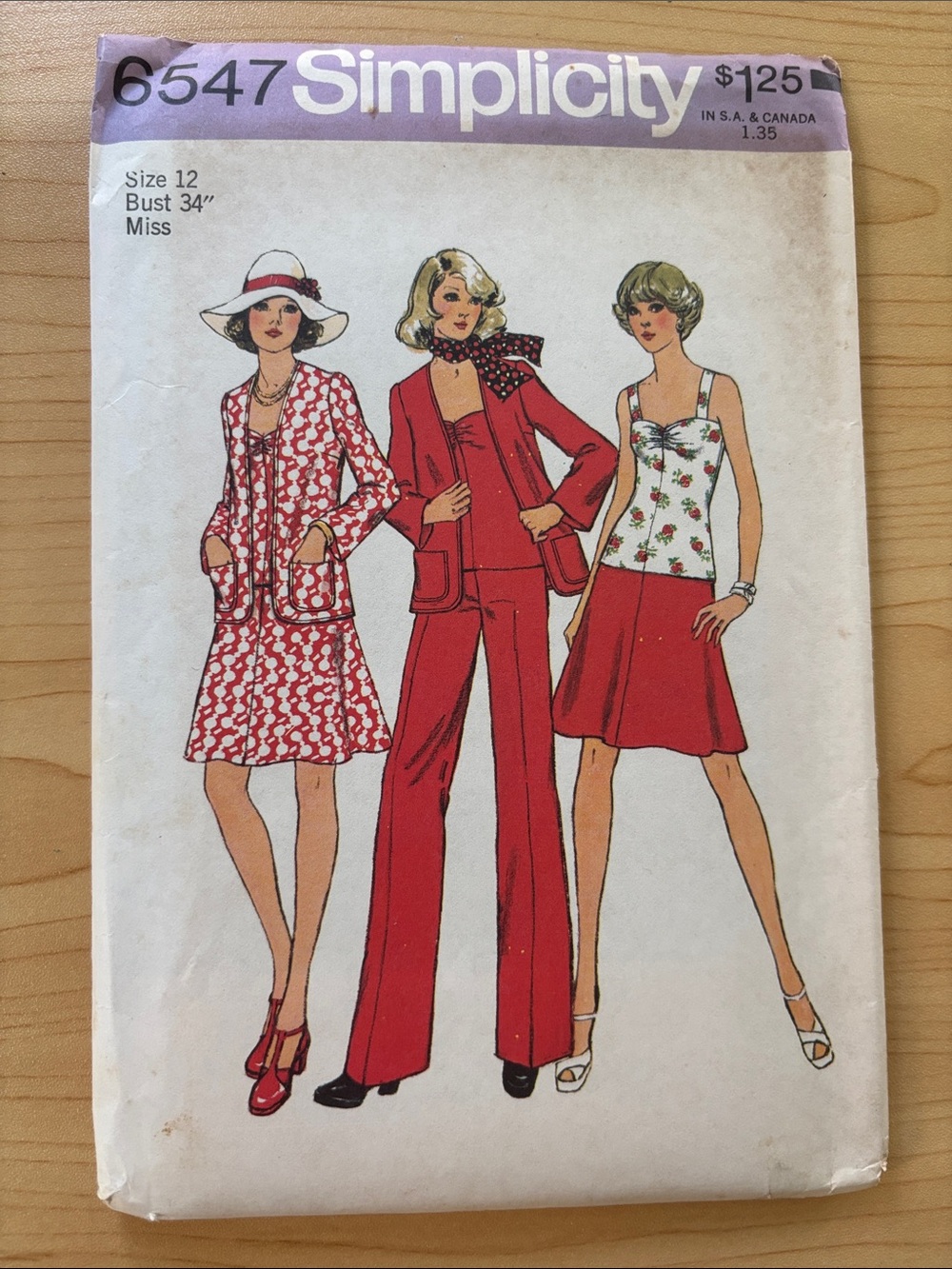 Simplicity #6547 Top, Short Skirt, Unlined Cardigan & Pants Pattern - Size 12
